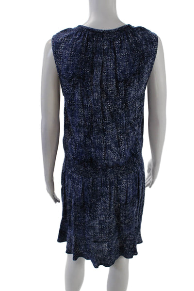 Soft Joie Womens Sleeveless Keyhole Abstract Shift Dress Blue White Size Medium
