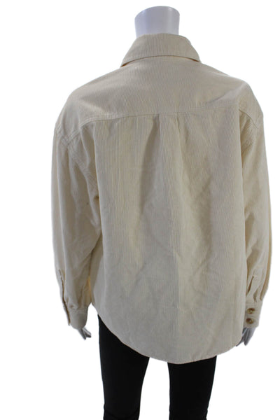 Levis Womens Cotton Ribbed Collared Buttoned Long Sleeve Top White Size XS