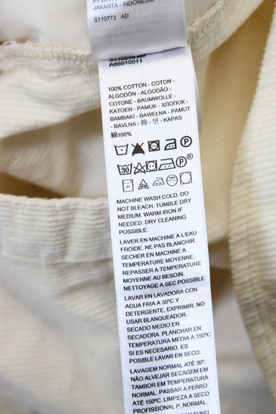 Levis Womens Cotton Ribbed Collared Buttoned Long Sleeve Top White Size XS