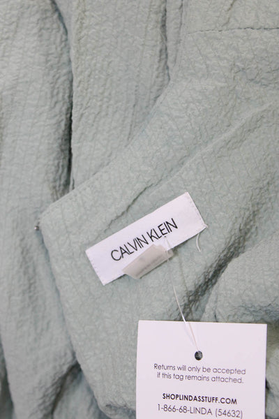 Calvin Klein Womens Pleated Neckline Round Neck Sleeveless Jumpsuit Green Size 4