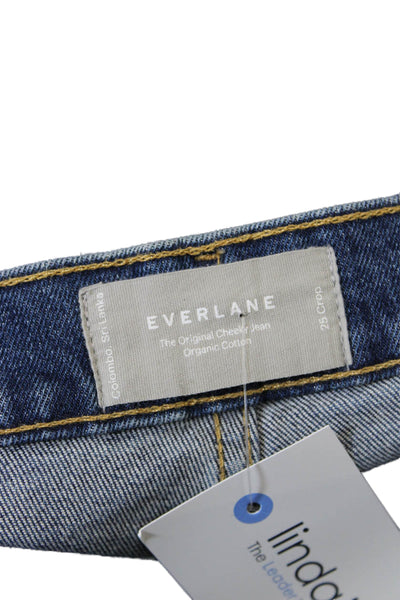 Everlane Womens Cotton Mid Rise Five Pocketed Cropped Jeans Blue Size 25