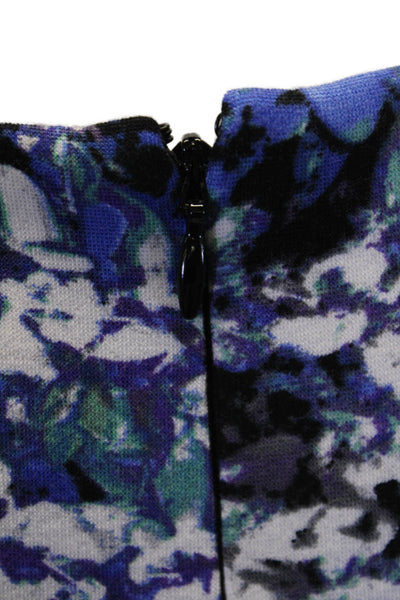 Parker Womens Round Neck Short Sleeve Floral Pencil Dress Blue Size M