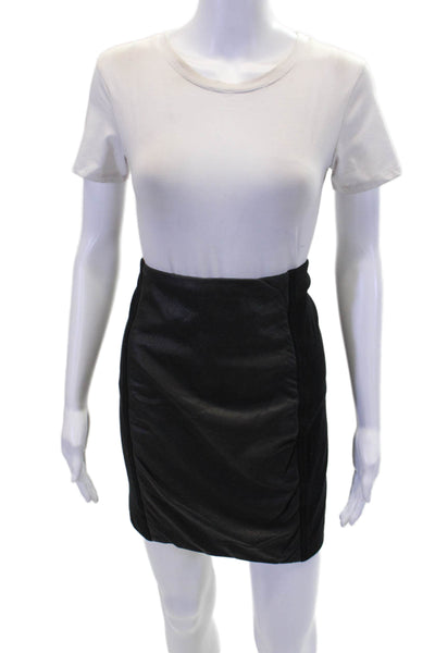 Theory Womens Textured Elastic Waistband Lined Midi Sleek Skirt Black Size M
