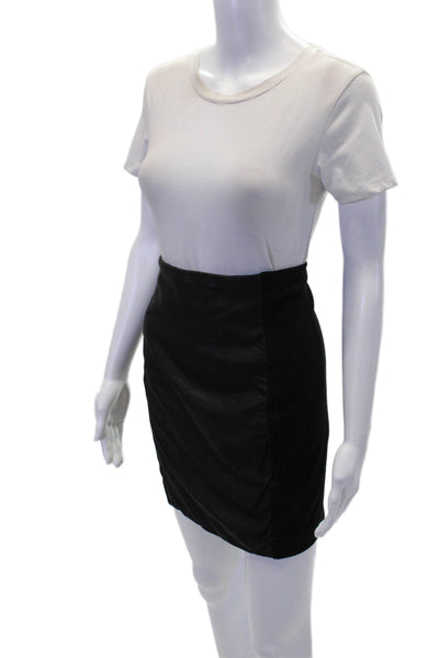 Theory Womens Textured Elastic Waistband Lined Midi Sleek Skirt Black Size M
