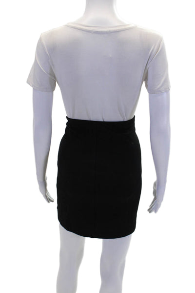 Theory Womens Textured Elastic Waistband Lined Midi Sleek Skirt Black Size M