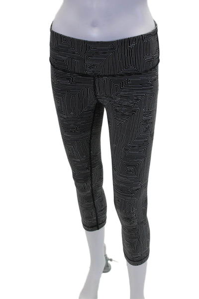 Lululemon Womens Textured Lined Colorblock Ankle Leggings Black Size S
