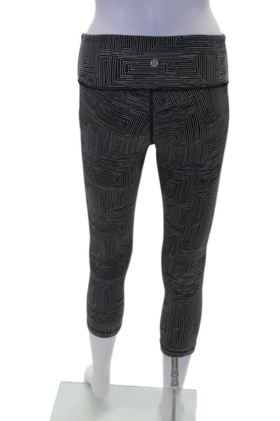 Lululemon Womens Textured Lined Colorblock Ankle Leggings Black Size S