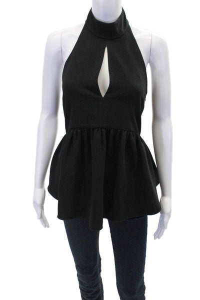 Elizabeth and James Womens Sleeveless Halter Top Low Back Blouse Black Size S