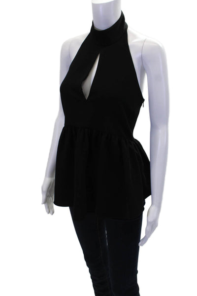 Elizabeth and James Womens Sleeveless Halter Top Low Back Blouse Black Size S