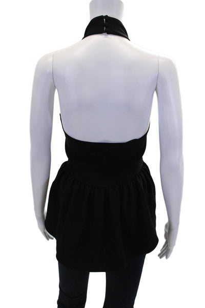 Elizabeth and James Womens Sleeveless Halter Top Low Back Blouse Black Size S