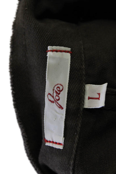 Joie Womens Front Zip Long Sleeve Crew Neck Jean Jacket Brown Size Large