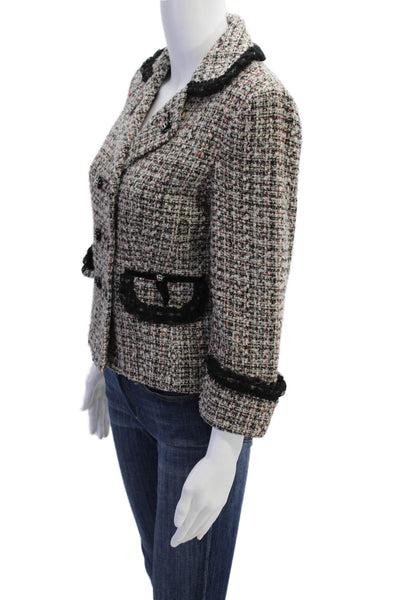 Cynthia Cynthia Steffe Womens Double Breasted Lace Trim Tweed Jacket Gray Small