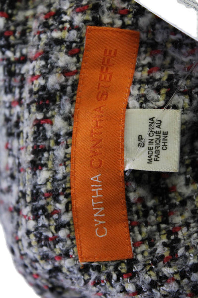 Cynthia Cynthia Steffe Womens Double Breasted Lace Trim Tweed Jacket Gray Small