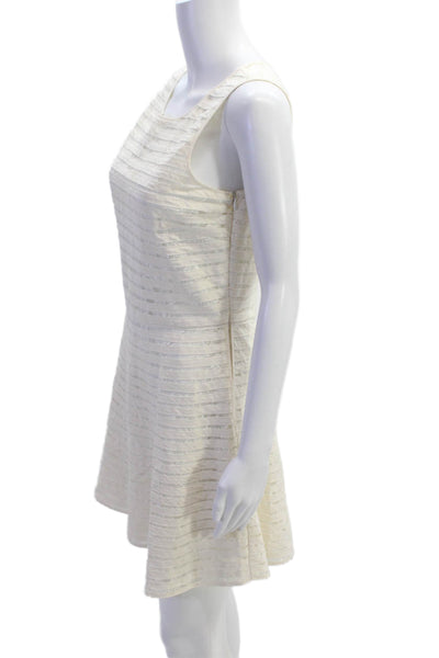 Parker Womens Side Zip Sleeveless Scoop Neck Swing Dress White Silk Size Large