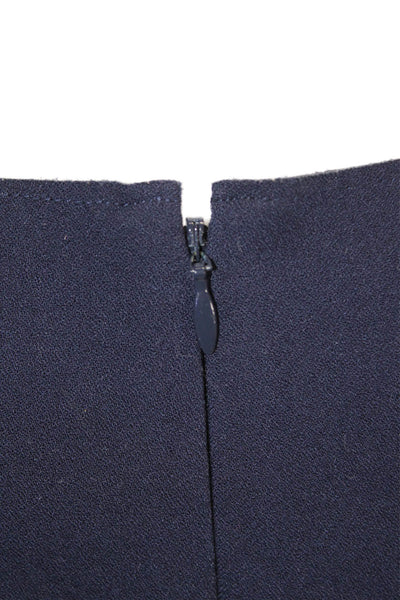 J Crew Womens Sleeveless Crew Neck Scalloped Sheath Dress Navy Blue Size 2
