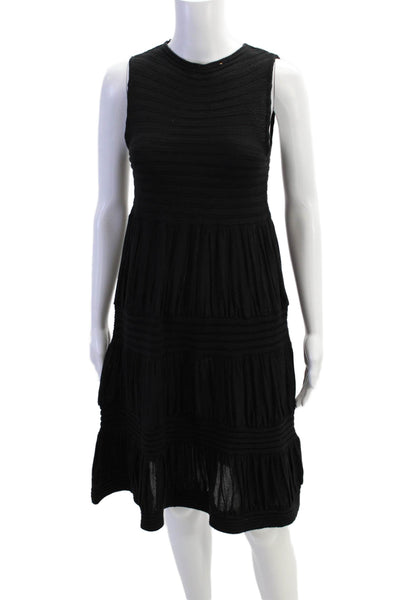 Zara Womens Sleeveless Crew Neck Knee Length Knit Dress Black Size Medium