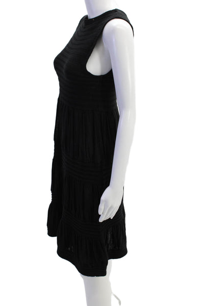 Zara Womens Sleeveless Crew Neck Knee Length Knit Dress Black Size Medium