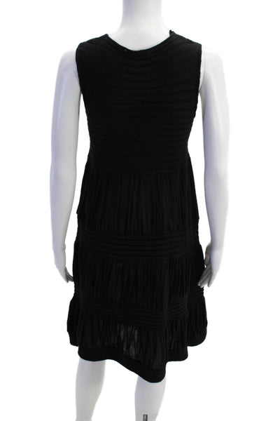 Zara Womens Sleeveless Crew Neck Knee Length Knit Dress Black Size Medium