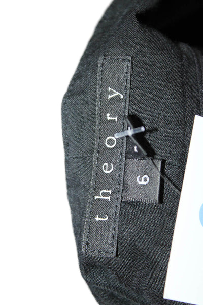 Theory Womens Flat Front Solid Straight Leg Trousers Black Size 6