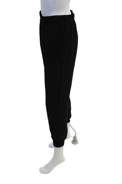 Theory Womens Silk Crop Tapered Drawstring Waist Pants Black Size P
