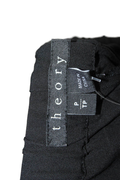 Theory Womens Silk Crop Tapered Drawstring Waist Pants Black Size P