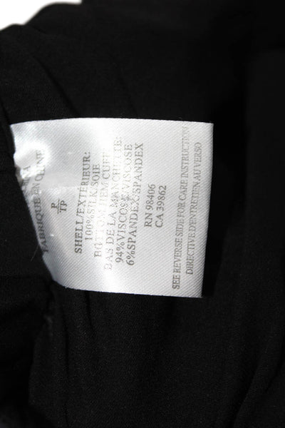 Theory Womens Silk Crop Tapered Drawstring Waist Pants Black Size P