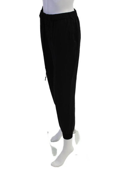 Theory Womens Silk Drawstring Waist Cuffed Hem Pants Black Size P