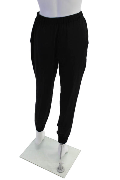 Theory Womens Silk Drawstring Waist Cuffed Hem Pants Black Size P