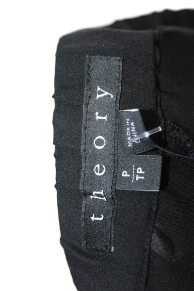 Theory Womens Silk Drawstring Waist Cuffed Hem Pants Black Size P