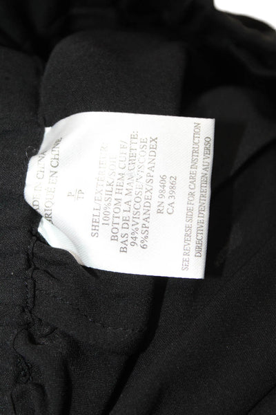 Theory Womens Silk Drawstring Waist Cuffed Hem Pants Black Size P