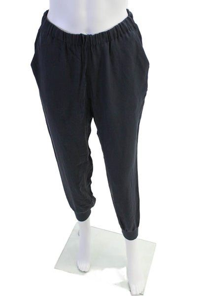 Theory Womens Silk Drawstring Waist Cuffed Hem Pants Blue Size P