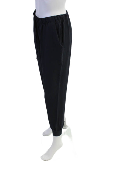 Theory Womens Silk Drawstring Waist Cuffed Hem Pants Blue Size P