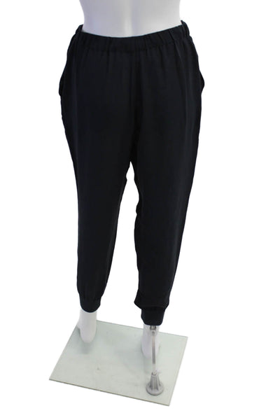 Theory Womens Silk Drawstring Waist Cuffed Hem Pants Blue Size P