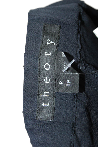Theory Womens Silk Drawstring Waist Cuffed Hem Pants Blue Size P