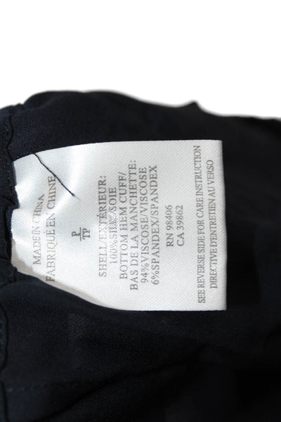 Theory Womens Silk Drawstring Waist Cuffed Hem Pants Blue Size P