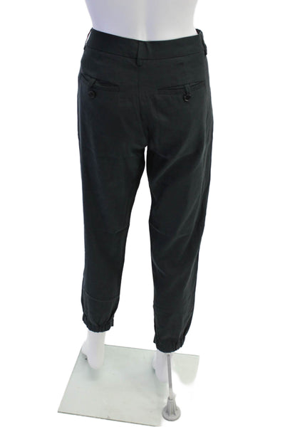 Vince Womens Cotton Flat Front Tapered Trousers Blue Size 4