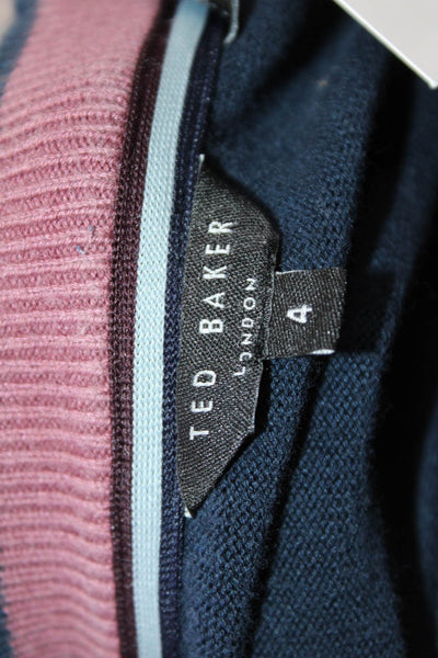Ted Baker London Womens Long Sleeve Solid Crewneck Pullover Sweater Blue Size 4