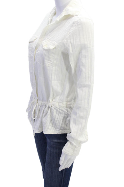 James Perse Womens Long Sleeve Cotton Striped Button Down Shirt White Size 2