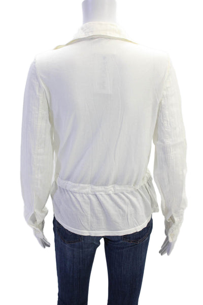 James Perse Womens Long Sleeve Cotton Striped Button Down Shirt White Size 2