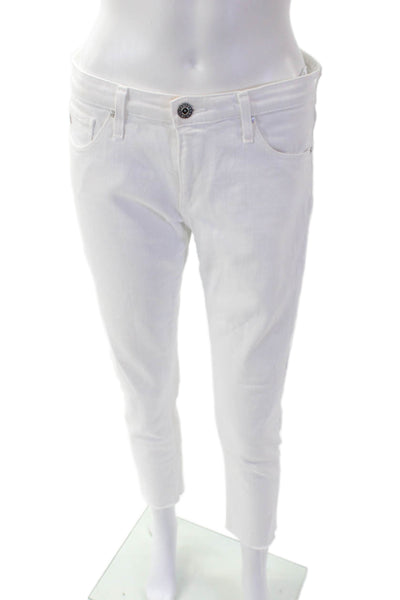 Adriano Goldschmied Womens Cotton Crop Ankle Bottom Slim Pants White Size EUR 27