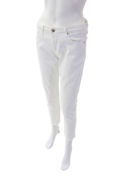Adriano Goldschmied Womens Cotton Crop Ankle Bottom Slim Pants White Size EUR 27