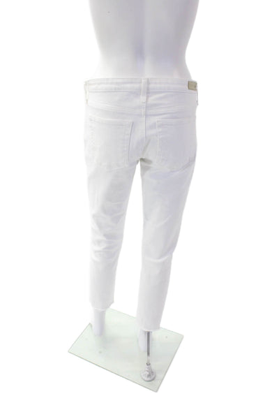 Adriano Goldschmied Womens Cotton Crop Ankle Bottom Slim Pants White Size EUR 27