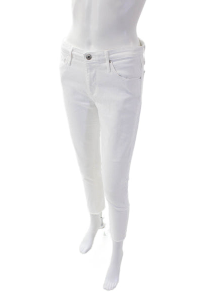 Adriano Goldschmied Womens Cotton Zip Button Skim Leg Pants White Size EUR 26