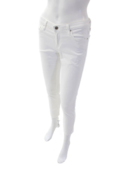 Adriano Goldschmied Womens Cotton Zip Button Straight Leg Pants White Size EUR 2