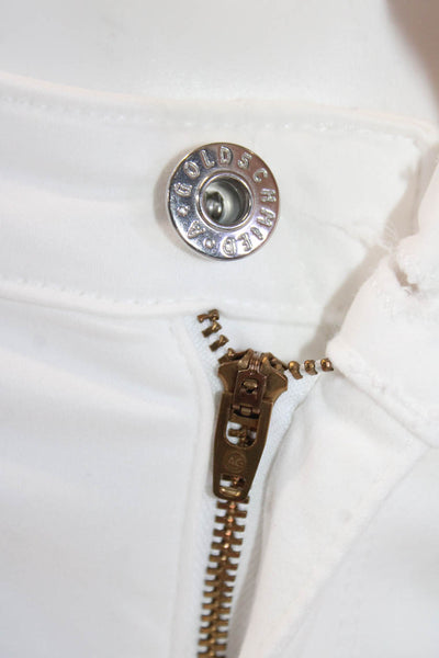Adriano Goldschmied Womens Cotton Zip Button Straight Leg Pants White Size EUR 2