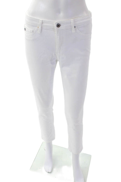 Adriano Goldschmied Womens Textured Zip Button Slim Leg Pants White Size EUR 27