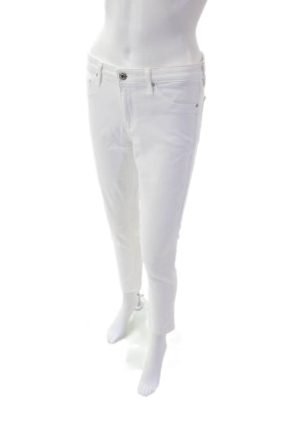 Adriano Goldschmied Womens Textured Zip Button Slim Leg Pants White Size EUR 27
