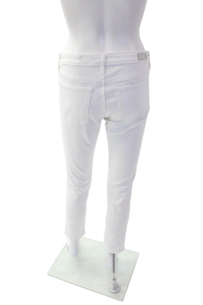 Adriano Goldschmied Womens Textured Zip Button Slim Leg Pants White Size EUR 27