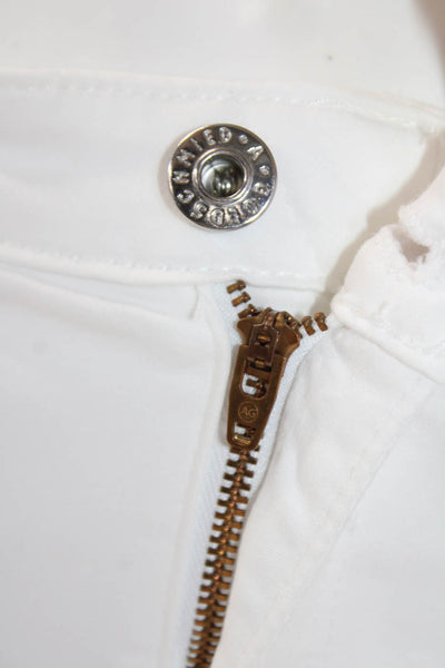 Adriano Goldschmied Womens Textured Zip Button Slim Leg Pants White Size EUR 27