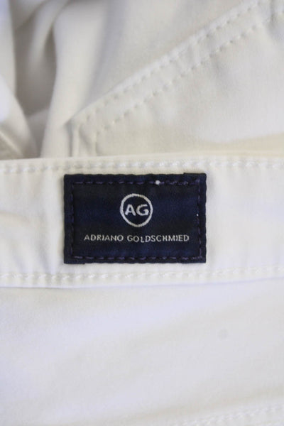 Adriano Goldschmied Womens Textured Zip Button Slim Leg Pants White Size EUR 27
